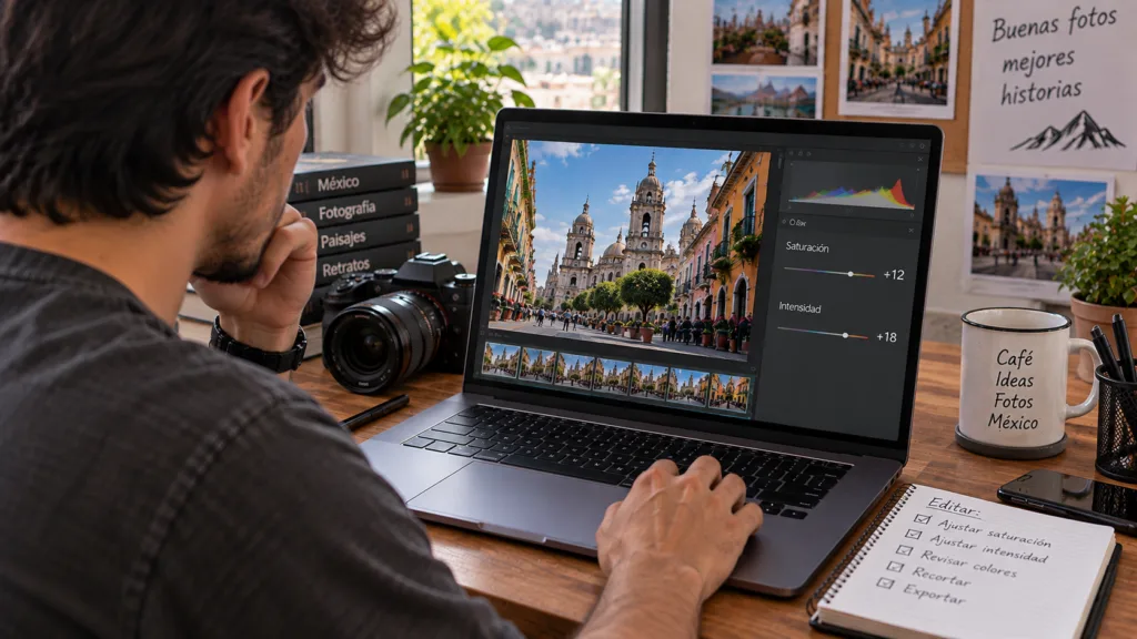 Ajuste de saturación e intensidad durante la edición de una fotografía.