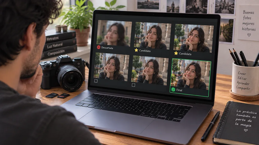 Cómo organizar y seleccionar tus mejores fotos después de una sesión Comparación de fotografías similares para organizar fotos y seleccionar las mejores.