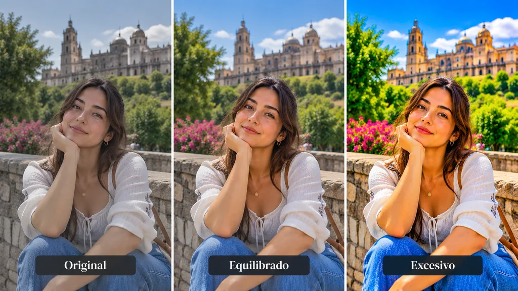 Comparación de saturación e intensidad para conseguir colores naturales.