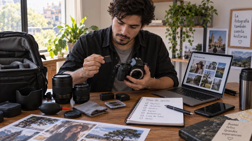 Fotógrafo preparando su fotografía en redes sociales de forma profesional.
