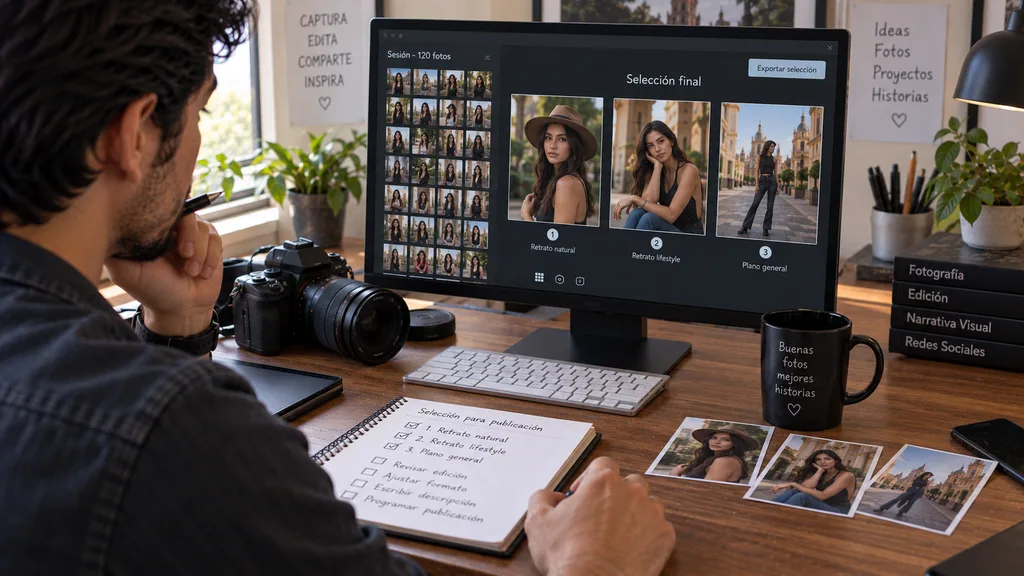 Selección de fotografía en redes sociales para evitar publicaciones repetitivas.