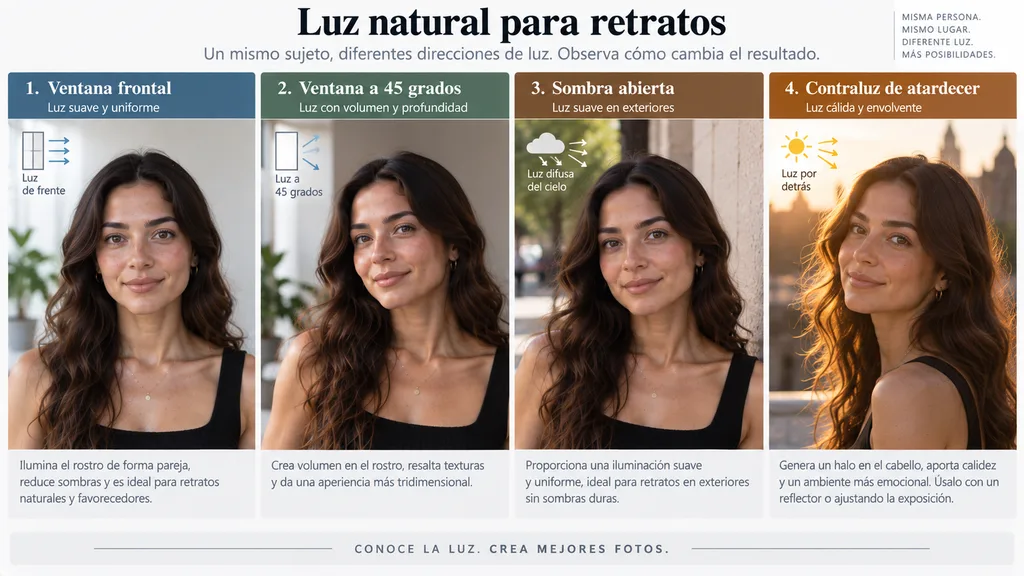 Técnicas para fotografiar personas con ventana, sombra abierta y contraluz.